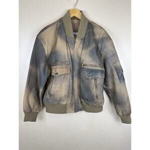 Adventure Bound Leather Bomber Jacket Mens Size M Brown 80s Aviator Vintage